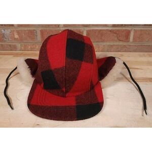 Filson Double Mackinaw Trapper Hat Cap Buffalo Shearling Black Blaze Small USA